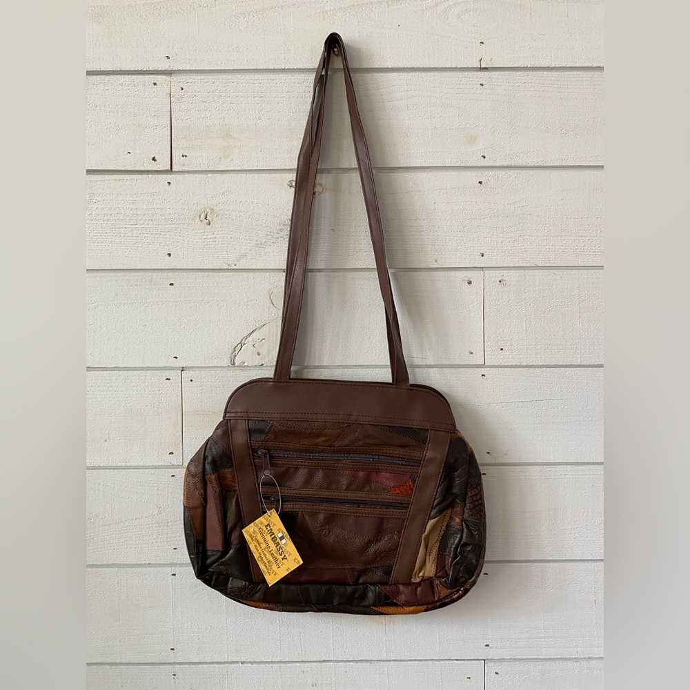 Embassy: Brown Leather Messenger Bag with Long Handle Straps